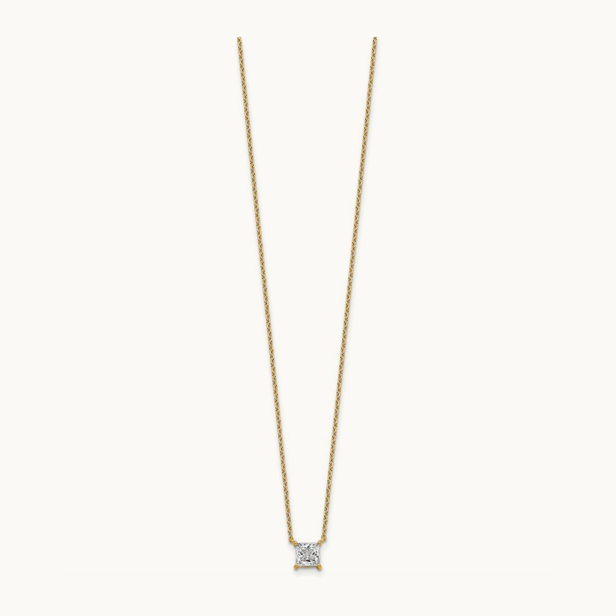 Princess Pendant Necklace, 0.25-4.00 ct tw Lab-Grown Diamond — 3/4 ct, VS (Best), 14K Yellow Gold