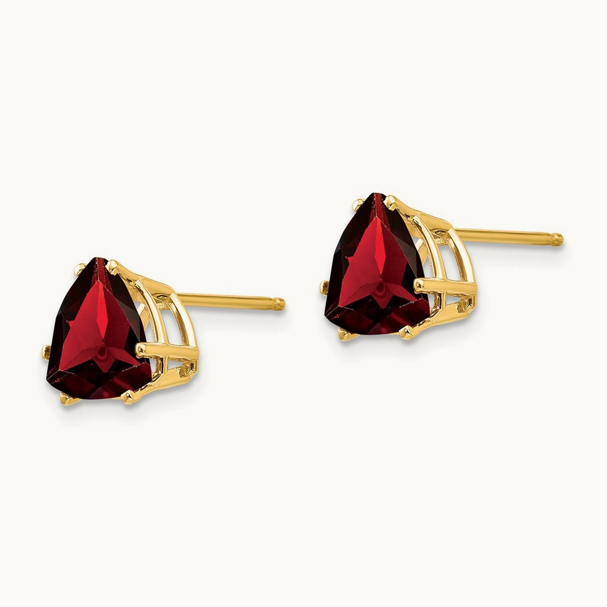 Garnet Post Earrings, 8mm, 14K