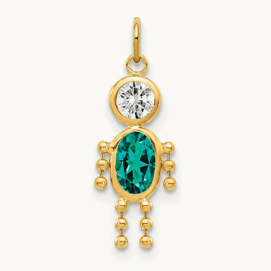 December Boy Birthstone Charm, 14K
