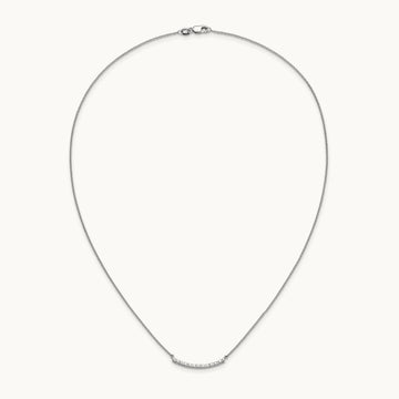 Diamond Curved Bar 18 inch Necklace, 14K White Gold