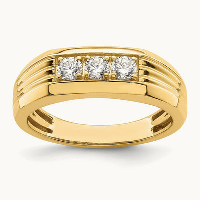 3-Stone Complete Diamond Men's Ring, 14K