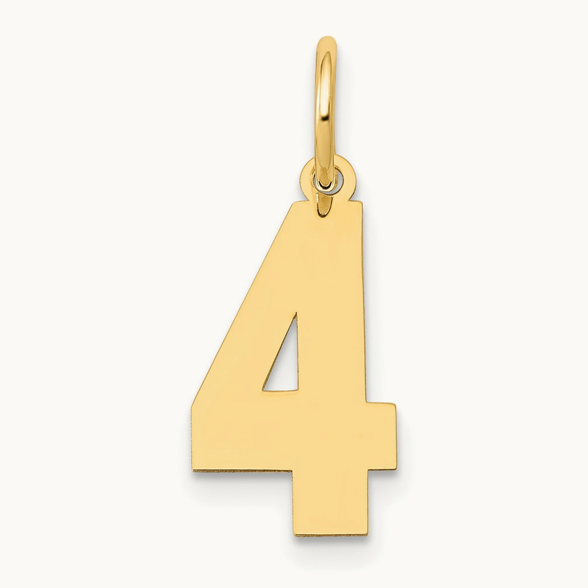 Medium Polished Number 4 Charm — 14K Yellow Gold