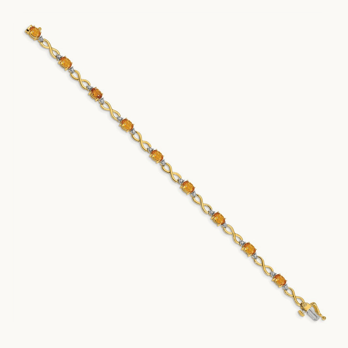 Citrine Diamond Infinity Bracelet — 14K Yellow Gold