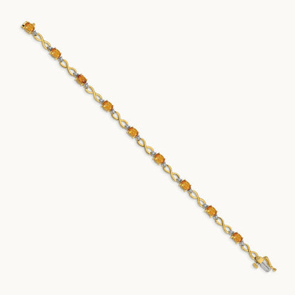 Citrine Diamond Infinity Bracelet — 14K Yellow Gold