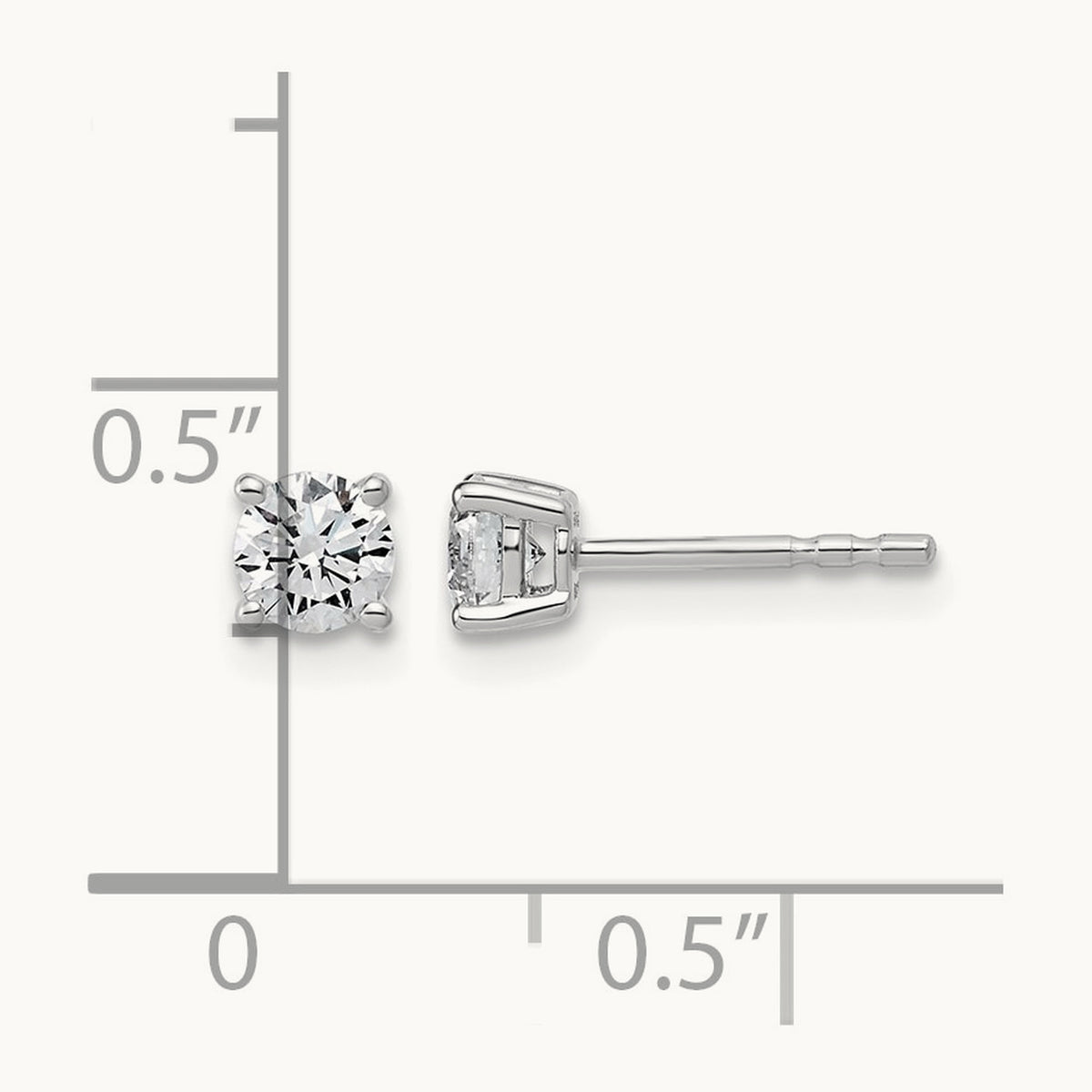 Round Lightweight Earrings, 0.25-6.00 ct tw Lab-Grown Diamond — 1/2 ct, 10K White Gold