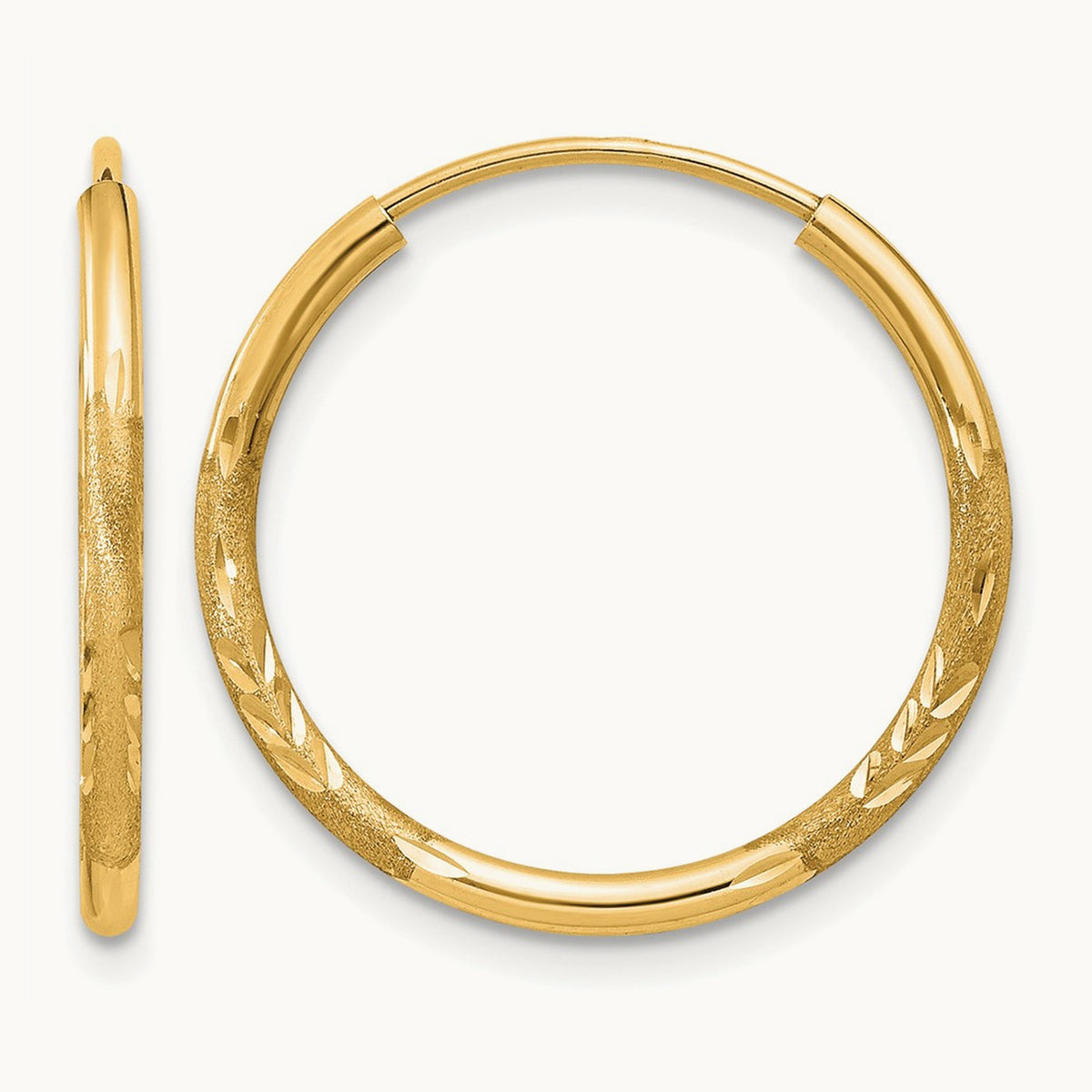 Satin Diamond-cut Endless Hoop Earrings — 18mm, 1.5mm