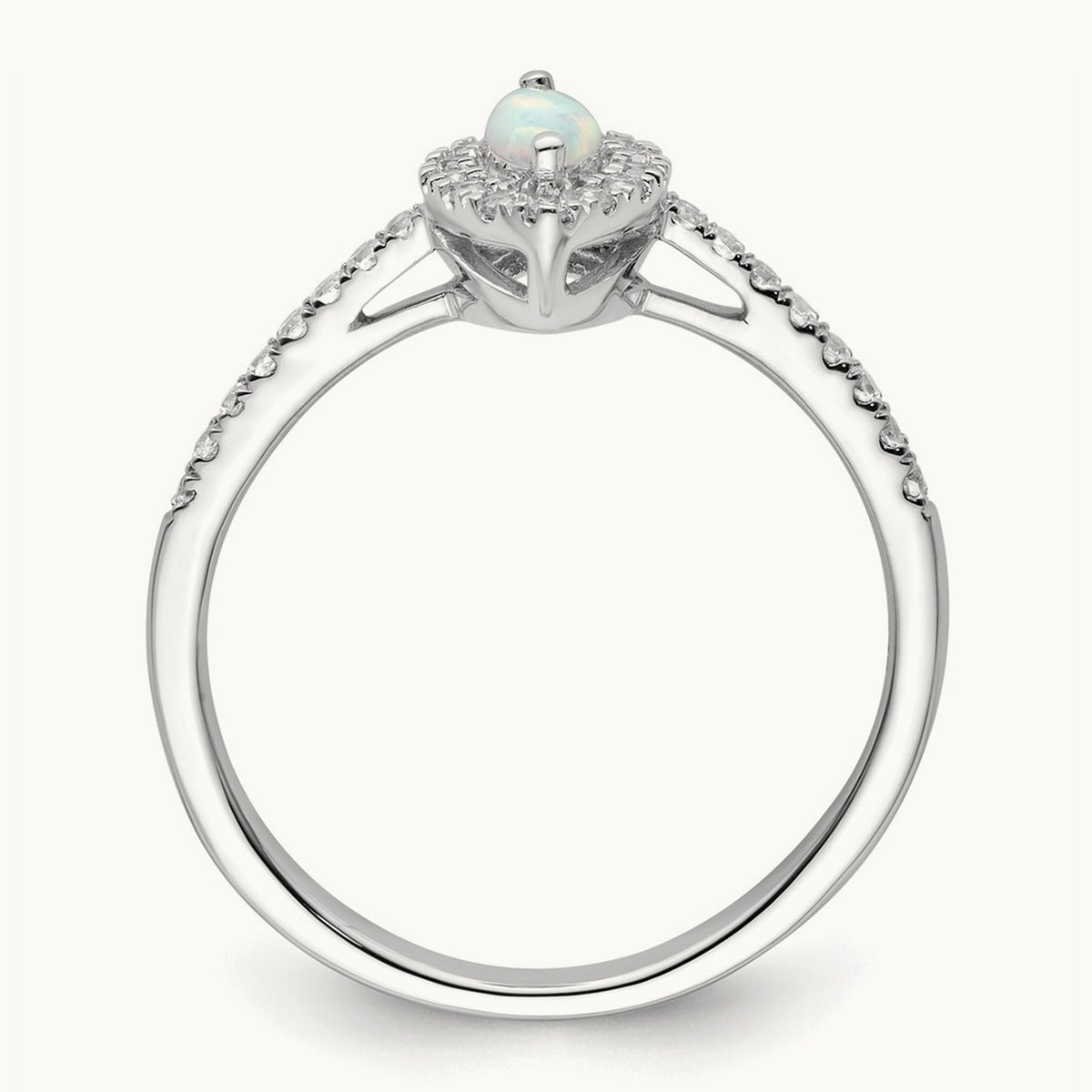 Created Opal October Birthstone Ring, 0.20 ct tw Lab-Grown Diamond
