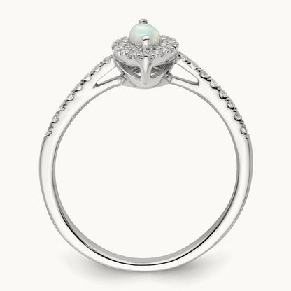 Created Opal October Birthstone Ring, 0.20 ct tw Lab-Grown Diamond