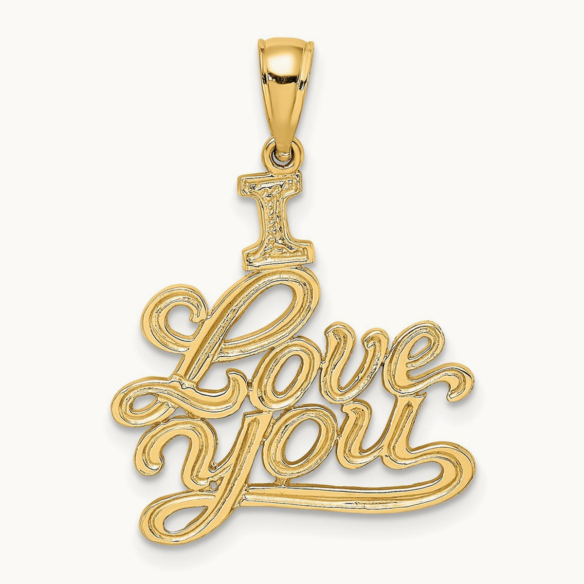 Textured I LOVE YOU Charm, 14K