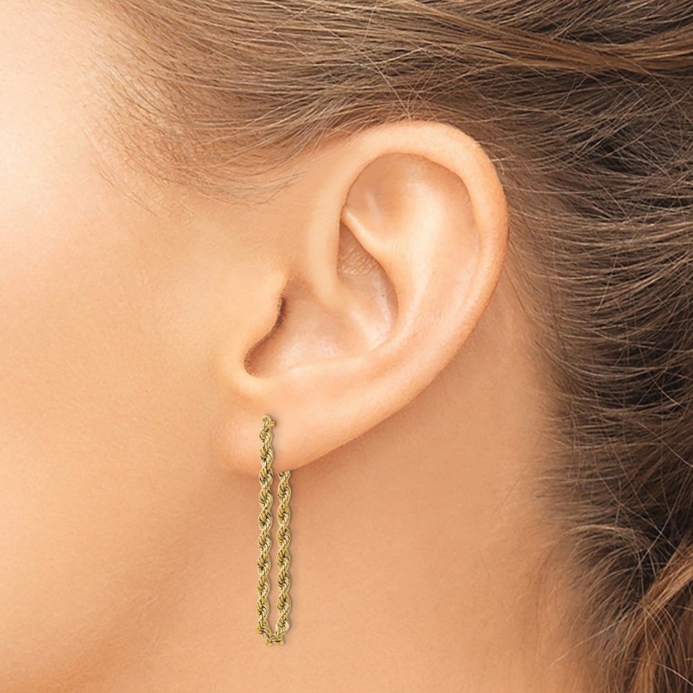 Polished Rope Dangle Earrings — 14K Yellow Gold