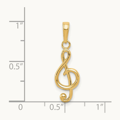 Polished Open-Backed Treble Clef Pendant — 14K Yellow Gold