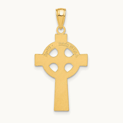 Celtic Cross Pendant, 32.6mm in 14K Yellow Gold