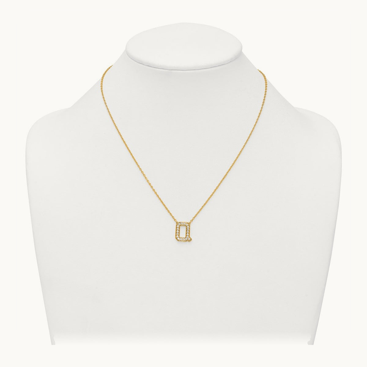 Initial Necklace — 14K Yellow Gold, Q, 3/8 ct