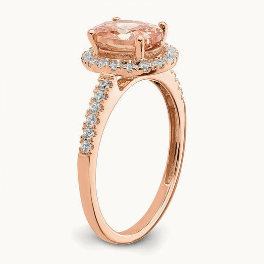 Morganite Halo Engagement Ring, 0.25 ct tw Lab-Grown Diamond