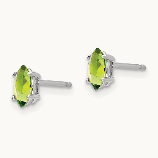 6x3mm Marquise Peridot earring, 14K White Gold