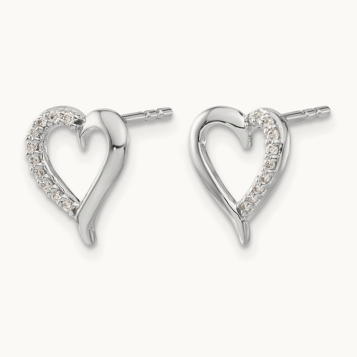 Heart Post Earrings, 0.10 ct tw Lab-Grown Diamond — 14K White Gold