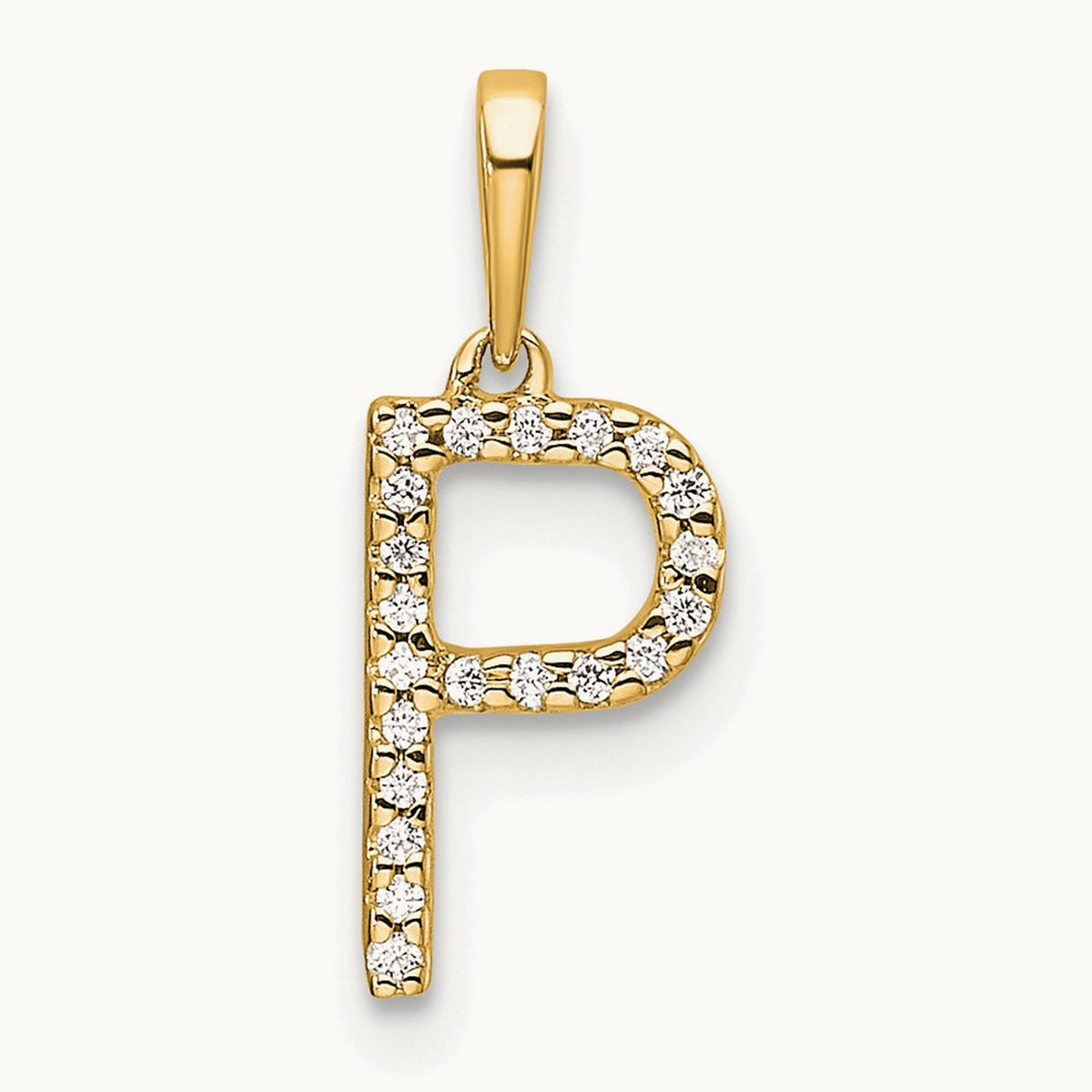 Diamond Letter P Initial Pendant, 14K