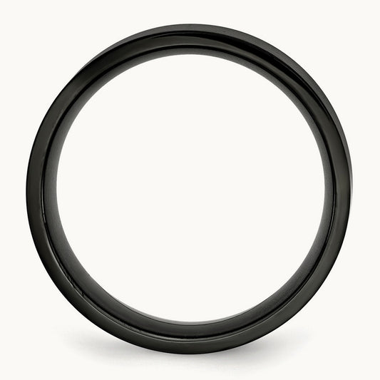 Brushed Black IP-plated Flat Band, 8mm, Stainless Steel