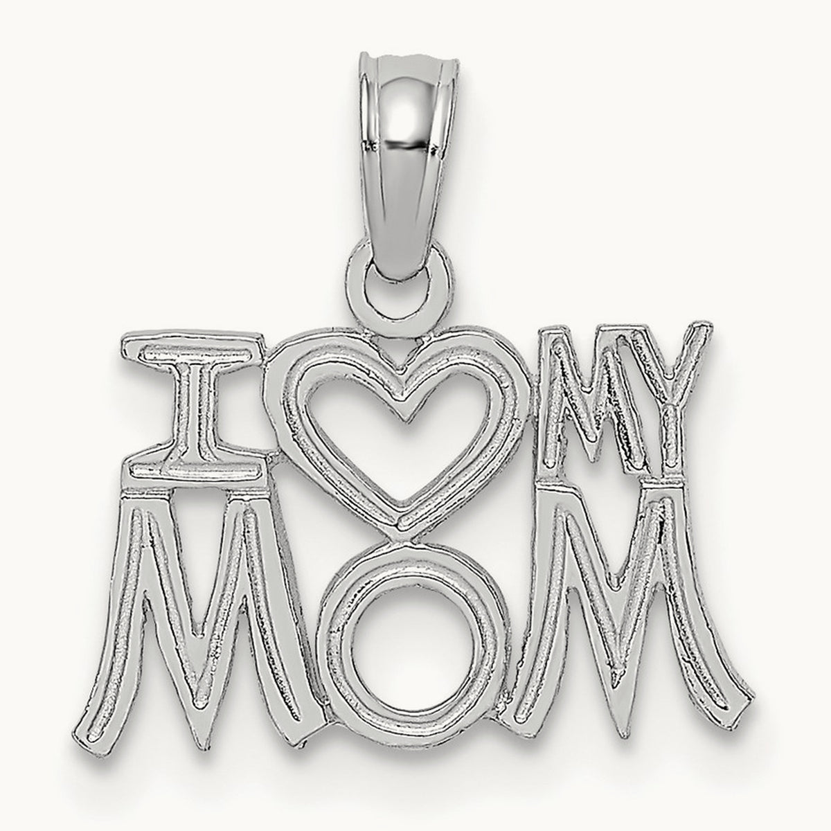 I HEART MY MOM Charm — 14K White Gold
