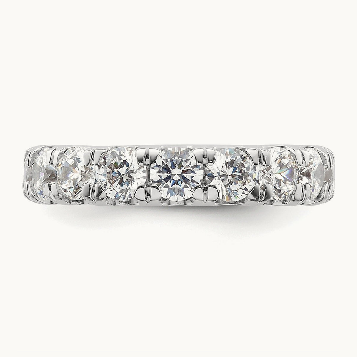 Polished U Shared Prong Diamond Eternity Band, 3.00 ct tw — 14K White Gold