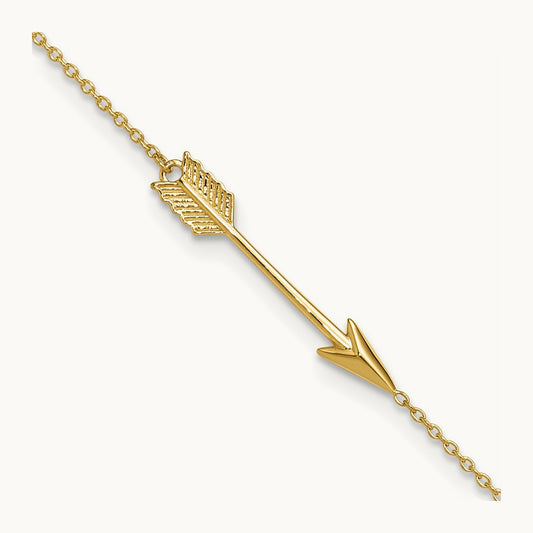 Polished Arrow 9in Plus 1in ext. Anklet, 14K