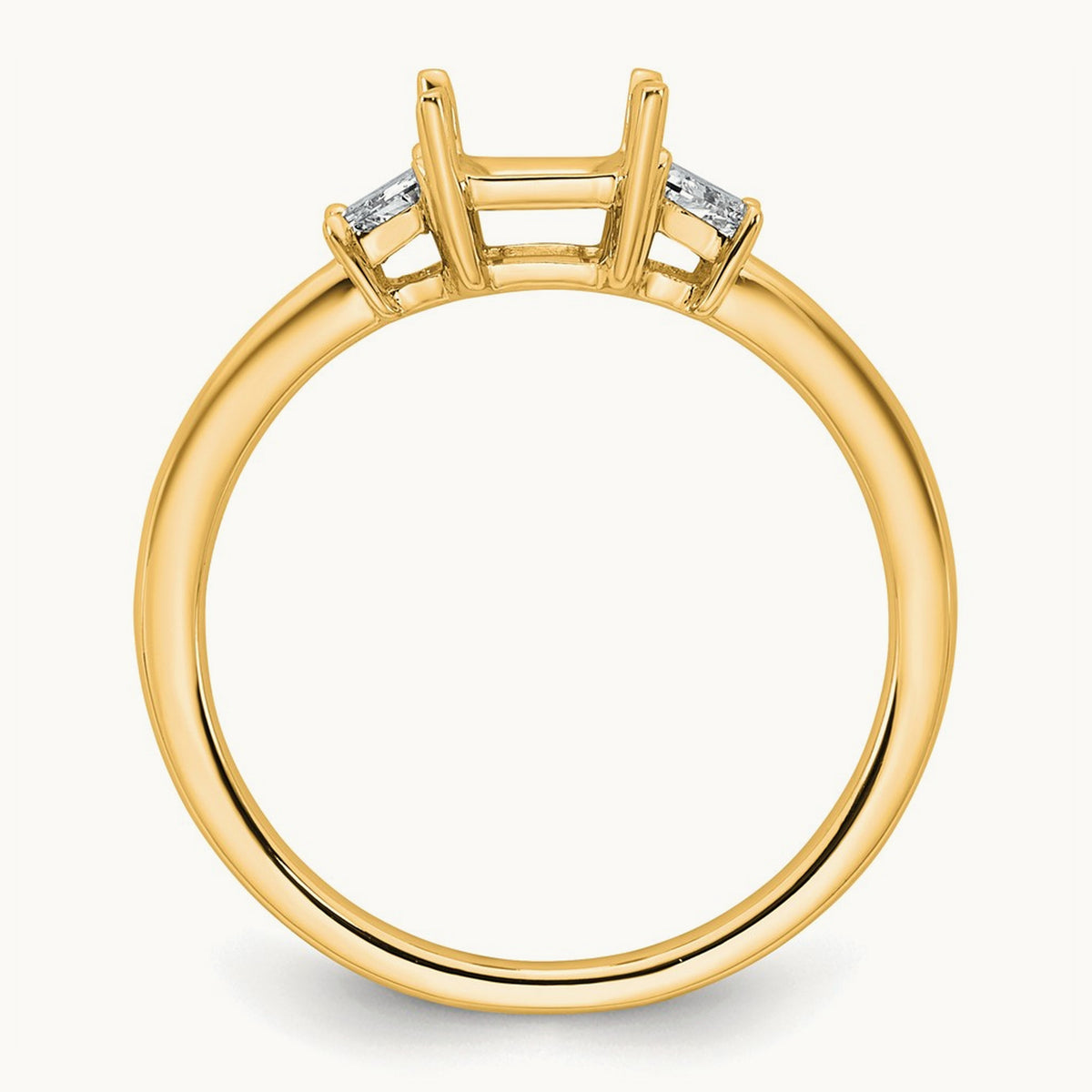 Trapezoid Radiant Semi-Mount Engagement Ring — 14K Yellow Gold, 3/8 ct, 7