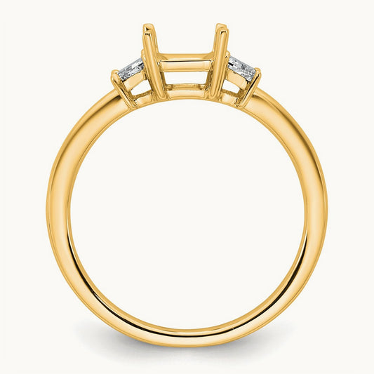 Trapezoid Radiant Semi-Mount Engagement Ring, 0.25-1.00 ct tw Lab-Grown Diamond — 3/8 ct, 14K Yellow Gold