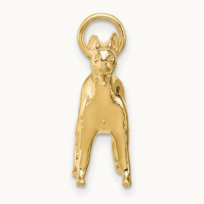 Solid Polished 3-D German Shepherd Charm, 14K