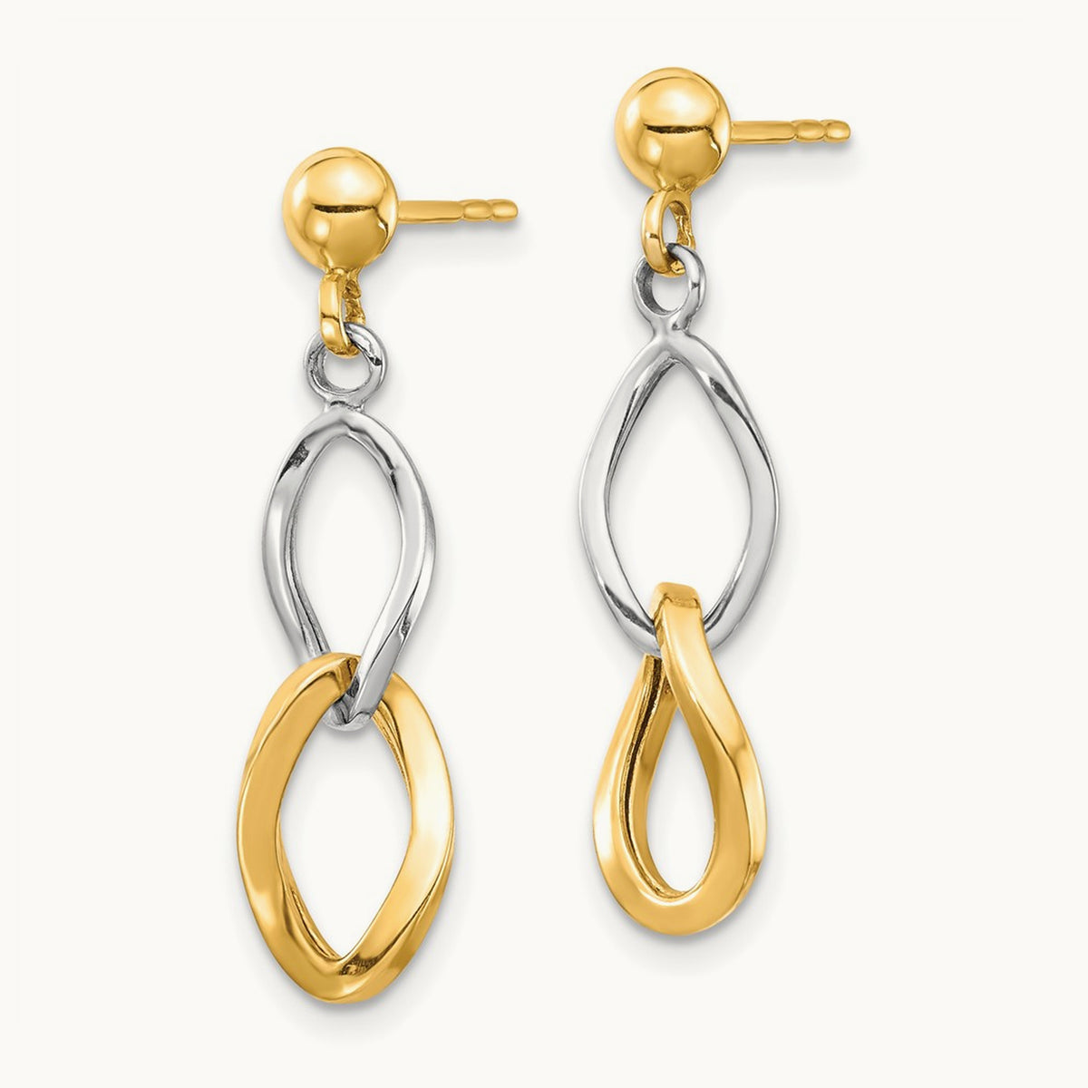 Dangle Post Earrings, 14K Two-tone