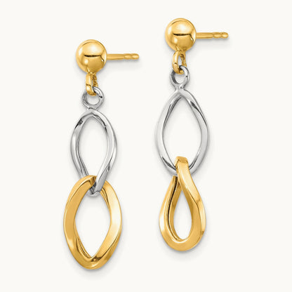 Dangle Post Earrings, 14K Two-tone
