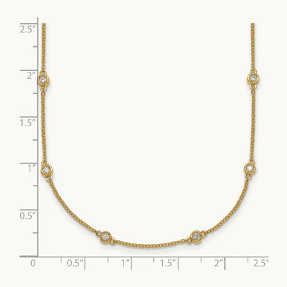 Diamond Station Cable Necklace, 14K