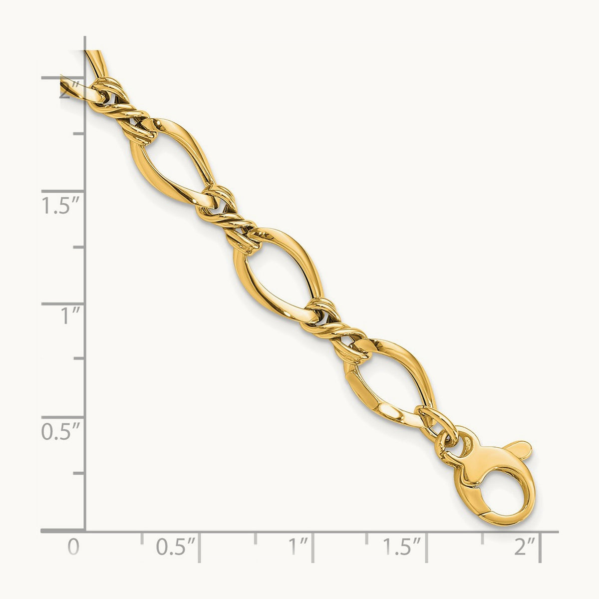 Fancy Link 7.5in Bracelet — 14K Yellow Gold