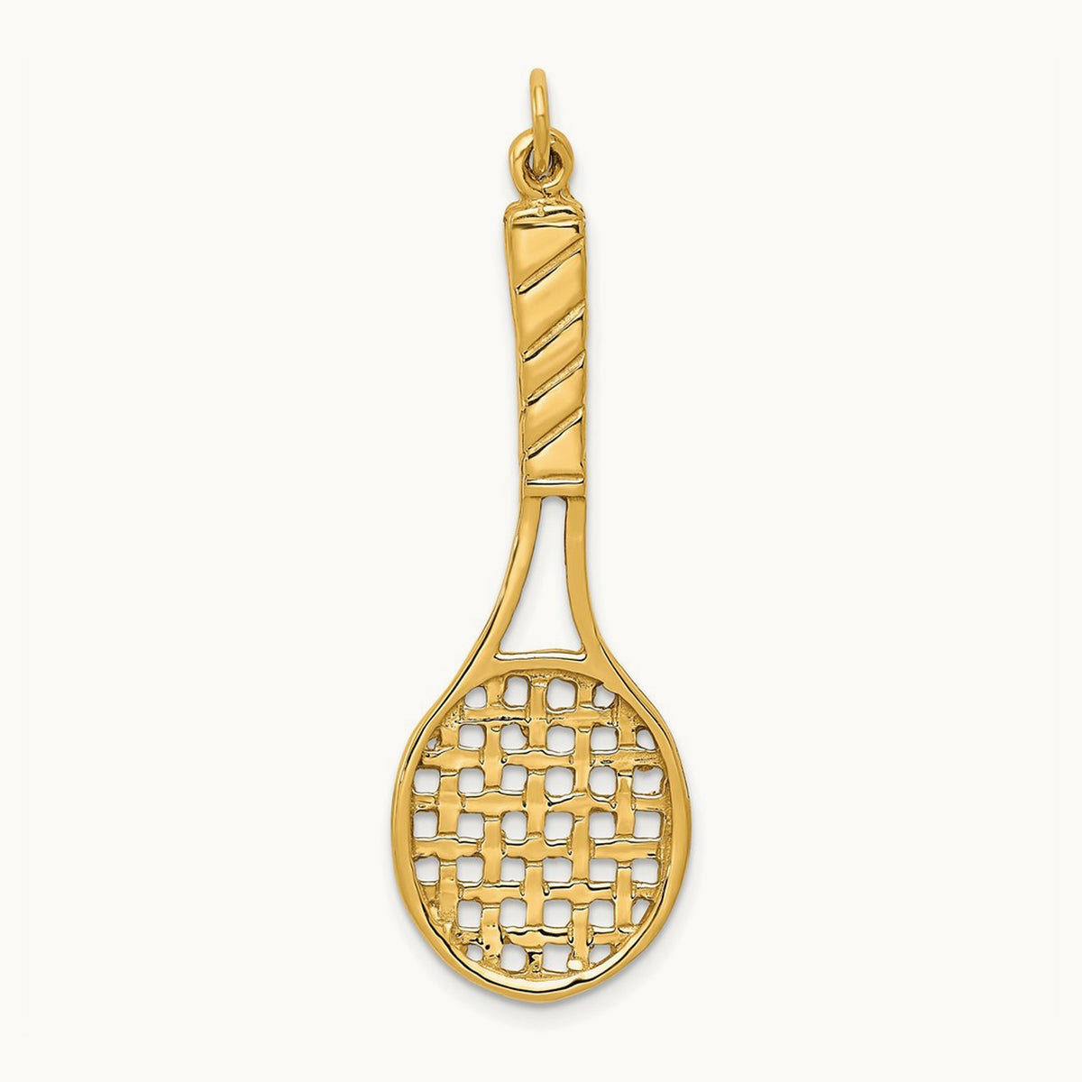 3D Tennis Racquet Pendant, 14K