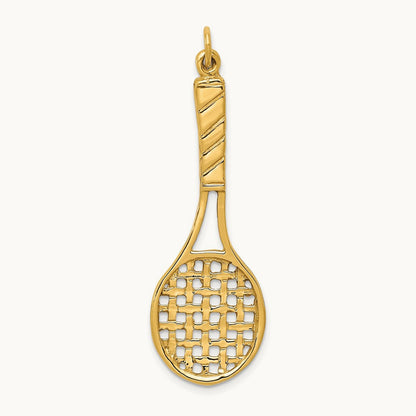 3D Tennis Racquet Pendant, 14K