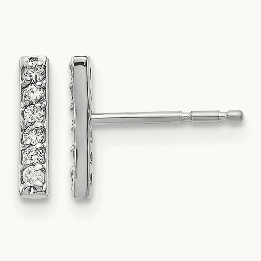 Diamond Bar Earrings, 14K White Gold