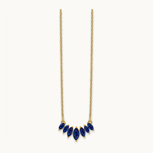 Marquise Sapphire 18 inch Necklace, 14K