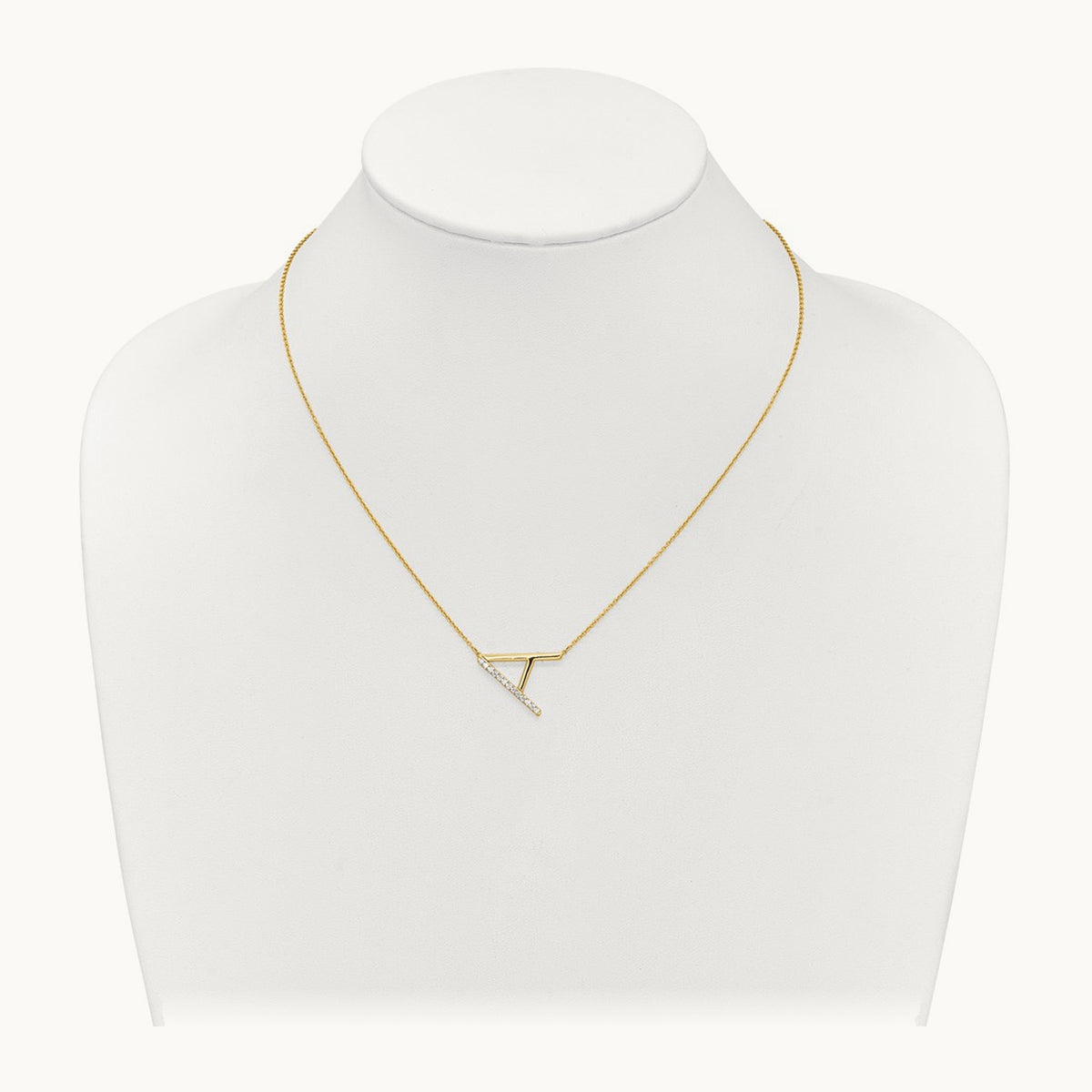 Sideways Diamond Necklace — 14K Yellow Gold, A