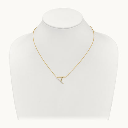 Sideways Diamond Necklace — 14K Yellow Gold, A