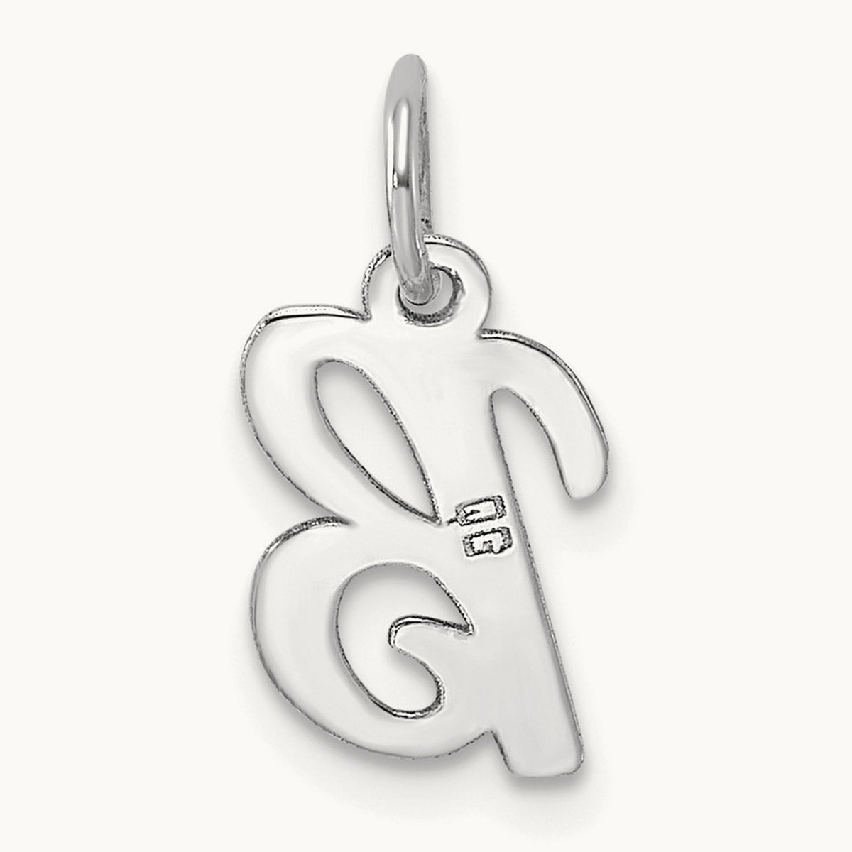 Small Script Letter B Initial Charm, 14K White Gold