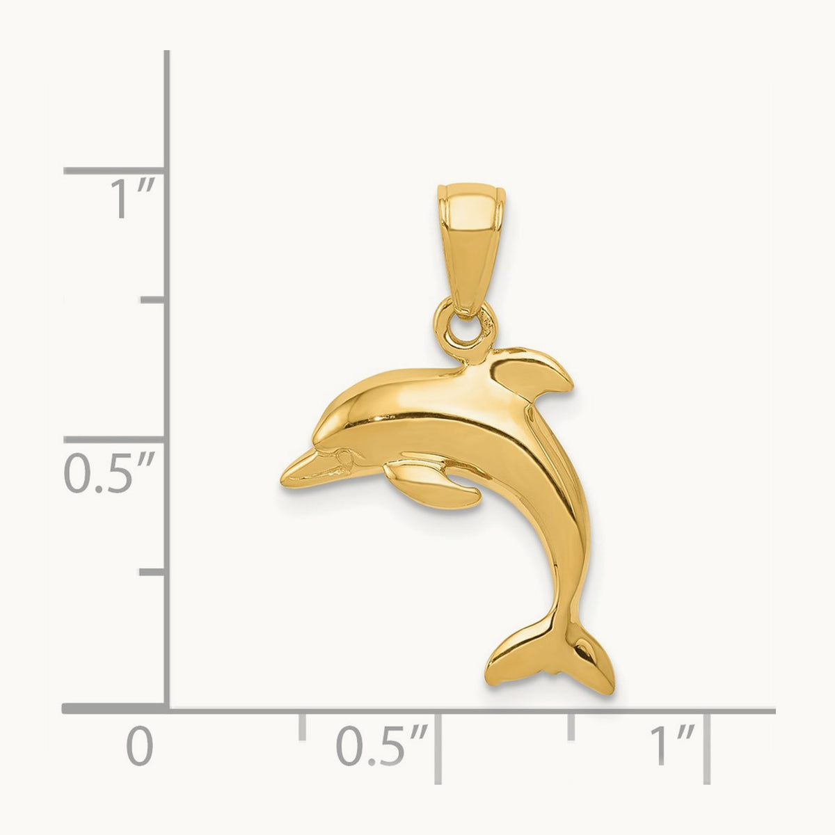 Jumping Dolphin Pendant — 14K Yellow Gold, 24mm