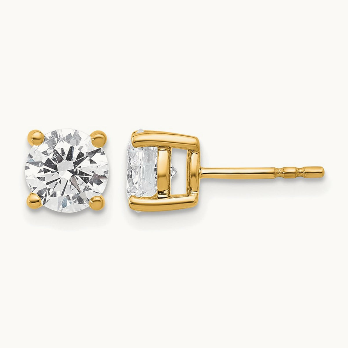 Round Lightweight Earrings, 0.25-6.00 ct tw Lab-Grown Diamond — 2 ct, 14K Yellow Gold