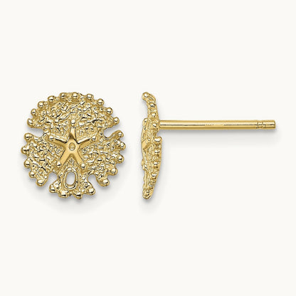 Textured Sand Dollar Post Earrings — 8.4mm