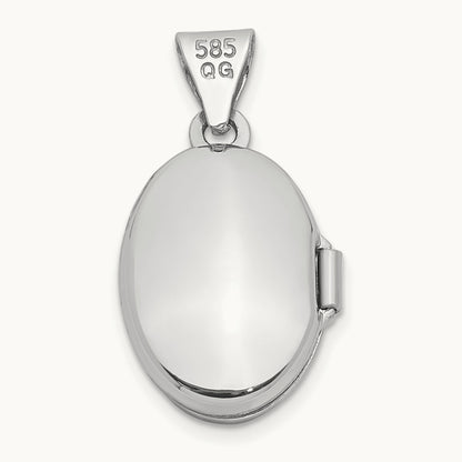 Oval Plain Assembled Locket, 13mm, 14K White Gold