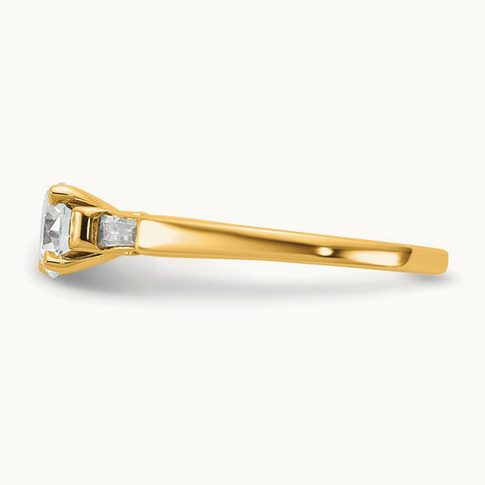 Setting: Gold 3-Stone Diamond Peg Set Engagement Ring, No Head — 14K Yellow Gold