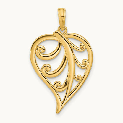 Polished Leaf Pendant, 14K
