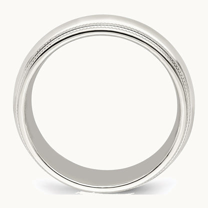 Sterling Silver 7mm Comfort Fit Double Milgrain Band