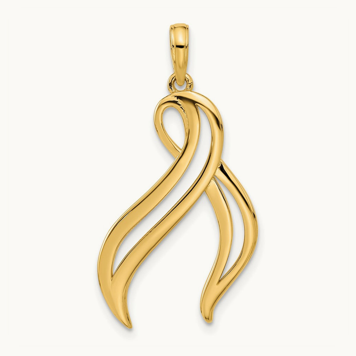 Polished Awareness Ribbon Pendant, 14K