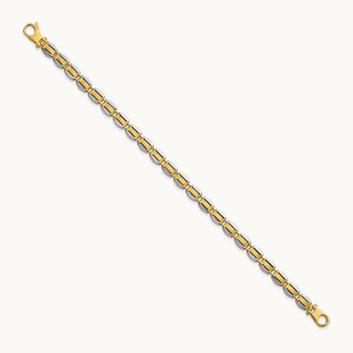 Polished 8in. Fancy Link Bracelet, 14K Two-tone
