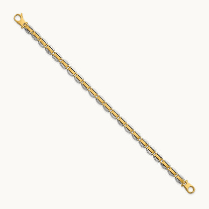 Polished 8in. Fancy Link Bracelet, 14K Two-tone