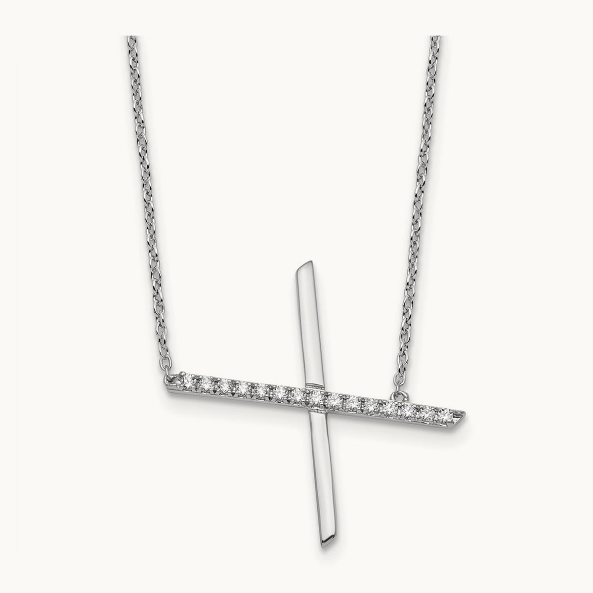 Sideways Diamond Necklace — 14K White Gold, X